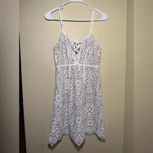For Love & Lemons White/Nude Lace Mini Dress | Size Small | Boho Cottagecore